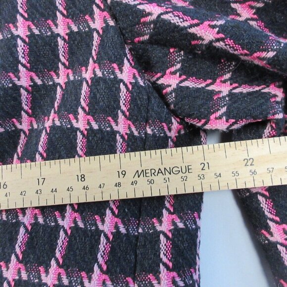 Rachel Zoe Women's Tweed Blazer Jacket L Black Pink Plaid Wool Blend Career 1126 - Picture 9 of 11